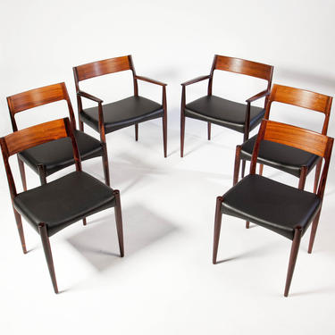 Arne Hovmand Olsen Rosewood Dinning Chair Set for Mogens Kold, Denmark, 1950s 