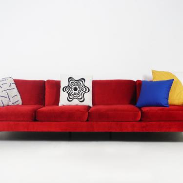 Red Velvet and Chrome Sofa 