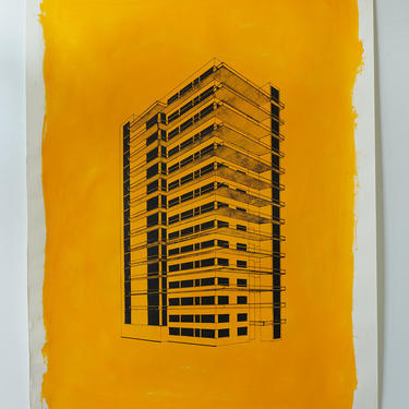 Mies in Yellow Acrylic on Heavy Drawing Paper (signed)