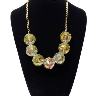 Huge Opalescent Glass Bead Necklace - Statement Necklace 