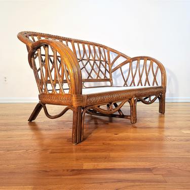 Vintage Bentwood Rattan Loveseat Sofa 