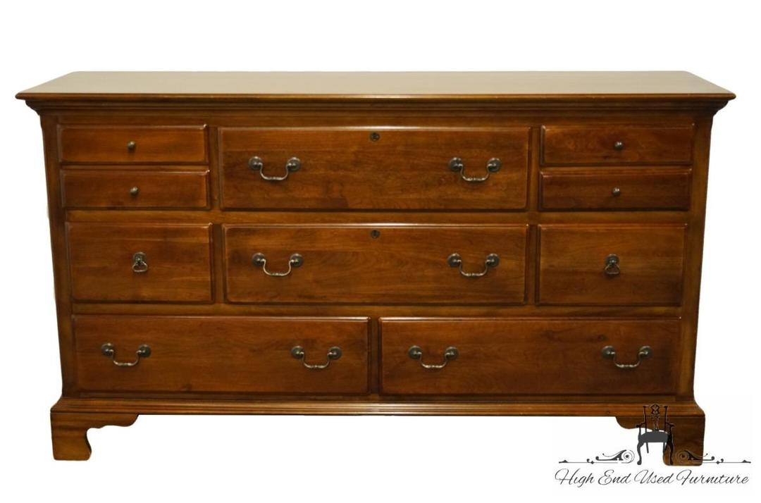 SUMTER FURNITURE Solid Cherry Traditional Style 64" Triple Dresser High End Used Furntiure