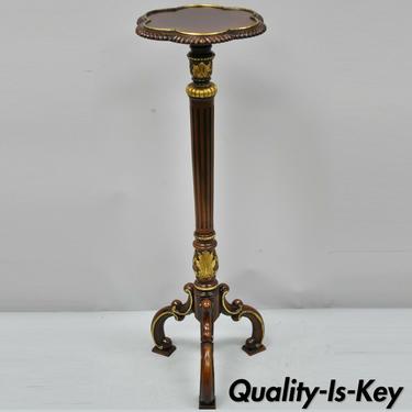 Ardley Hall Mahogany French Baroque Style Carved Wood Pedestal Plant Stand Table