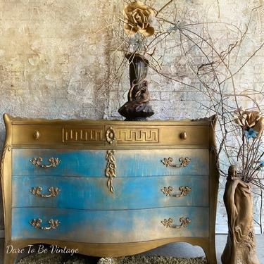 Gorgeous Hand Painted Black Gold Dresser - Vintage | Dare To Be Vintage -  Lynnfiled, MA | ATTIC