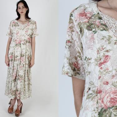 Romantic Rose Floral Maxi Dress + Lace