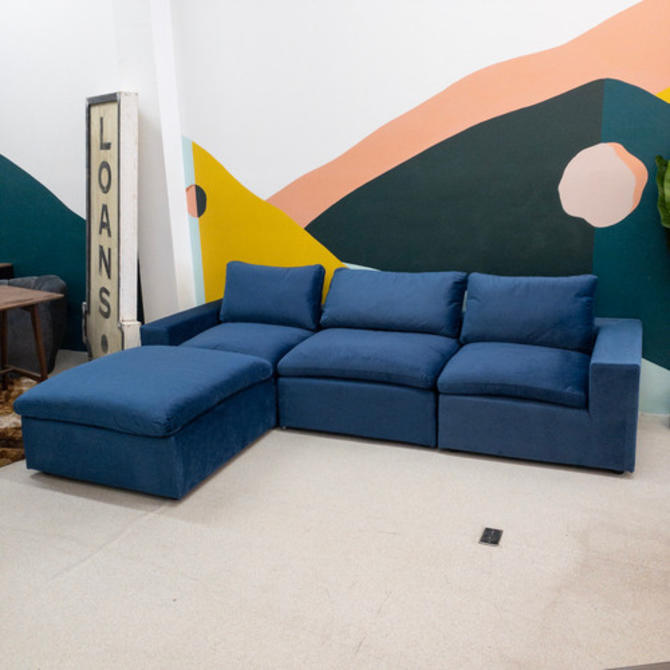 Blue Velvet Sectional Sofa From Sunbeam Vintage Of Highland