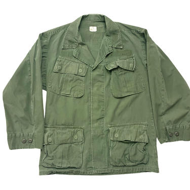 Vintage 1970s Vietnam War US Army Jungle Fatigue Jacket ~ S Short ~ Slant Pockets ~ Combat, Tropical, Coat ~ Rip Stop Cotton Poplin 