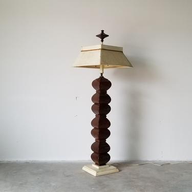 1970's Postmodern Handmade Ceramic and Leather Sculptural Floor Lamp . 
