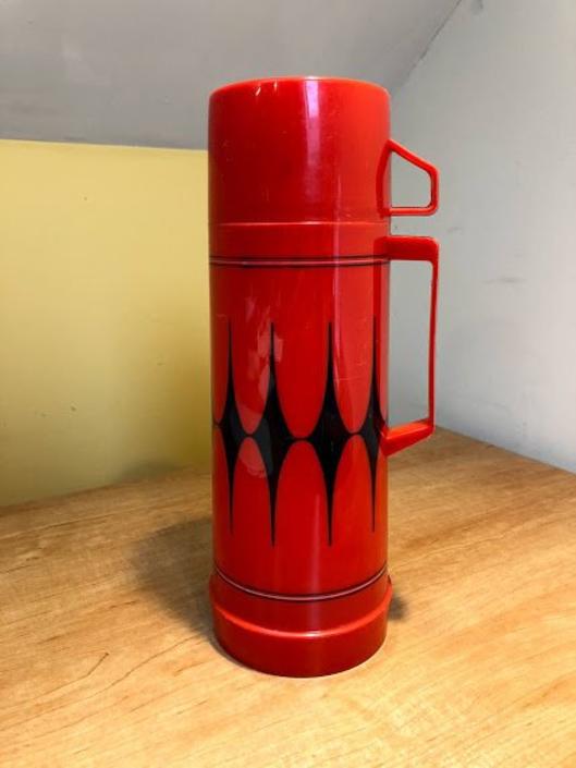 Vintage Aladdin Vanguard Red/Black Pattern Thermos