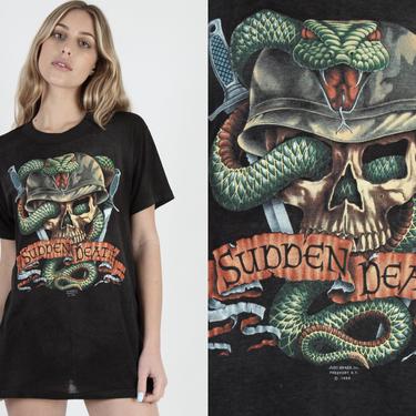 Sudden Death Military Skeleton T Shirt Super THIN Just Brass