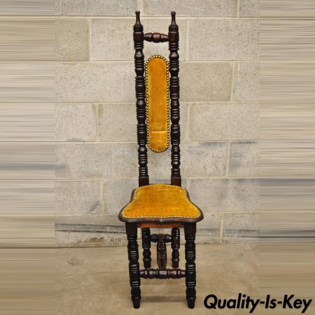 Vintage Spanish Jacobean Hall Prayer Chair Gold Renaissance Revival