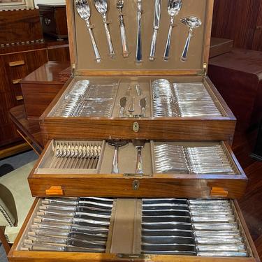 Complete Art Deco Silverware Service for 12 by Ravinet d'Enfert of France