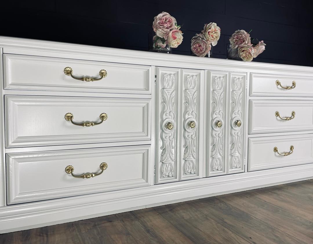 Extra long dresser tv console credenza solid wood (color customizable) The Dresser Shoppe