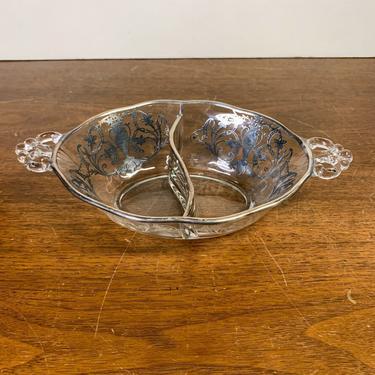 Vintage Fostoria Lafayette Two Part Mayonnaise Dish 2440 Sterling Silver Overlay 