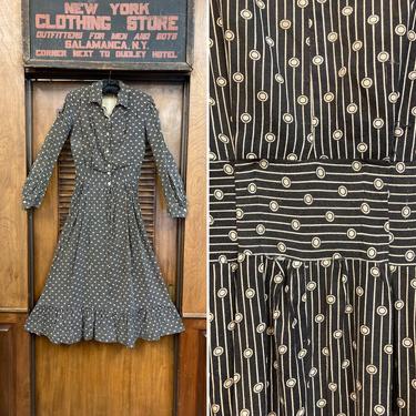 Vintage 1900’s Black &amp; White Prairie Workwear Cotton Rare Print Dress, Vintage Prairie Dress, 1900s Dress, Vintage Workwear, Cottage Core 