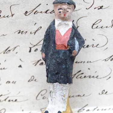 Antique Miniature French Hand Painted Composite Man, Vintage Toy  for Putz or Nativity,  Doll House 