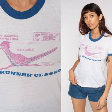 Road Runner Classic T Shirt Marathon Run TShirt 80s Ringer Tee South Pasadena San Marino YMCA Running Vintage Graphic 1980s Extra Small xs 