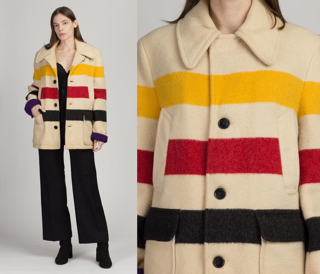 Hudson bay striped wool coat online