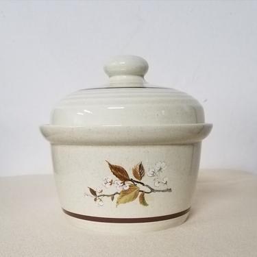 Vintage Royal Doulton Lambethware Butter Crock with Lid Wild Cherry Pattern 