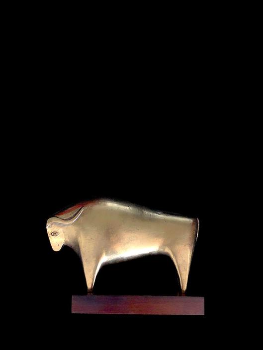 Mid Century Modern Brass Bull Italy Sculpture