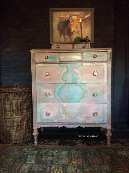 Painted Bohemian Dresser Painted Turquoise Dresser Rustic