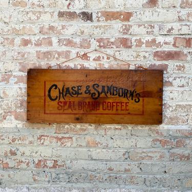 Antique Chase &amp; Sanborn Coffee Crate Sign Home Decor 