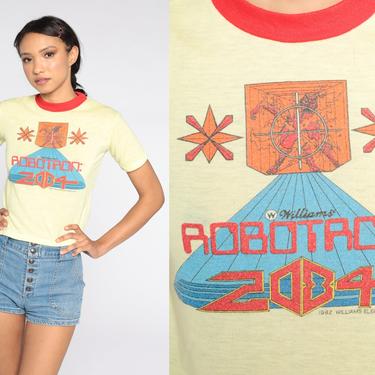 Vintage Robotron 2084 Shirt Arcade Game Shirt Graphic TShirt 80sTshirt Ringer Tee Retro T Shirt 1980s Video Game Extra Small xs 