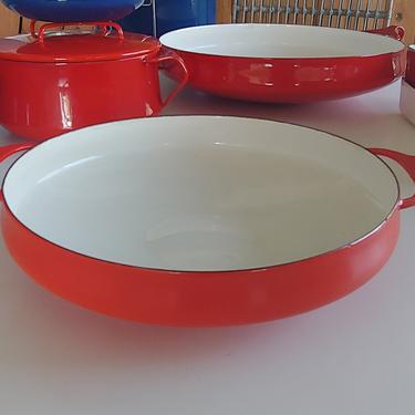 Vintage Dansk Red Kobenstyle Small Paella Pan Designed by Jens Quistgaard 