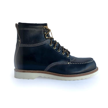 DOUBLE RL RRL BLACK LEATHER BRUNEL WORK BOOTS