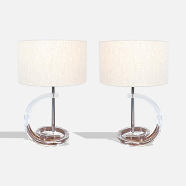 Mid-Century Modern Sculpted Lucite Table Lamps