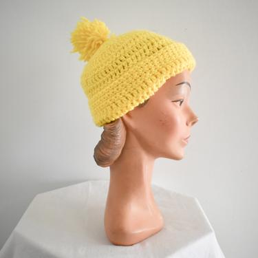 1960s Yellow Knit Beanie 