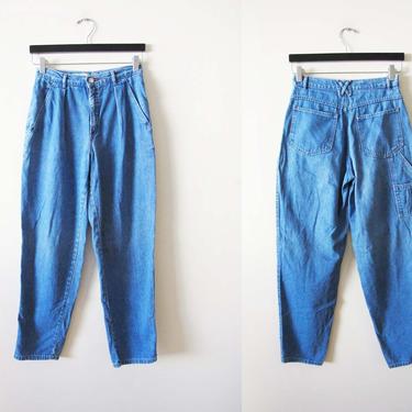 Vintage 80s Calvin Klein Denim Trouser Pants 27 - Blue Jean High Waist Pleated Pants - Tapered Leg - Tapered Leg Pants 