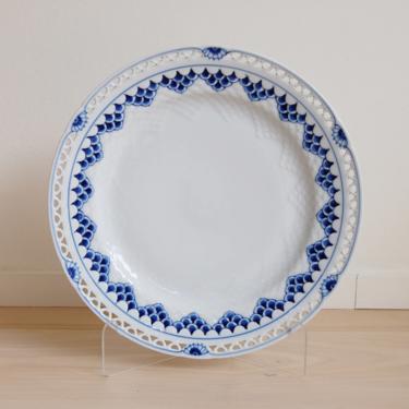 Rare Kronberg Bing and Grondahl Porcelain Dinner Plate with Pierced Lace Border Made in Denmark, 624.6 