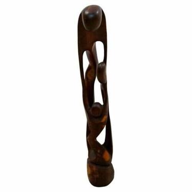Mid Century Modern Abstract Figurative Wood Carving Floor Sculpture 