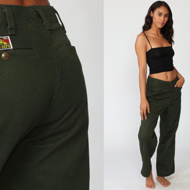 90s BEN DAVIS Pants 30 x 28 Workwear Olive Dark Green Wide Leg Boyfriend Army Work Pants Baggy Cargo 1990s Straight Leg Streetwear 