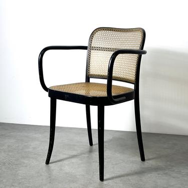 Vintage Josef Hoffman Black Prague Bentwood Cane Chair 1960s 