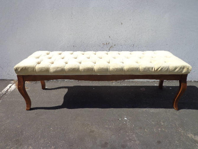 Bench Bed Vintage Vanity Wood Seating Tufted Hollywood Glam Regency French Provincial Seating Bedroom Upholstered Boudoir Chair Chic Dining By