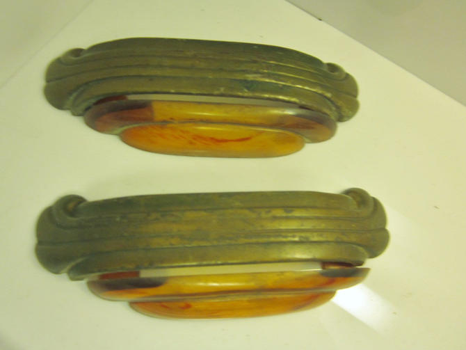 Set Of 8 Art Deco Drawer Pulls Zinc Die Cast Metal With Antiqued