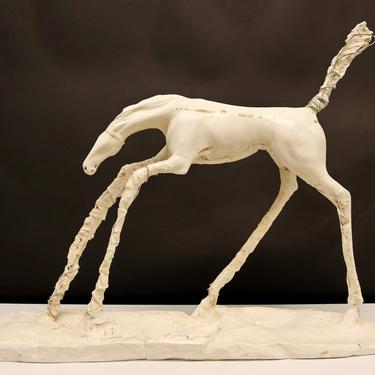 Mid Century Modern Carl Dahl Signed Early Plaster Horse Table Sculpture 1970s 