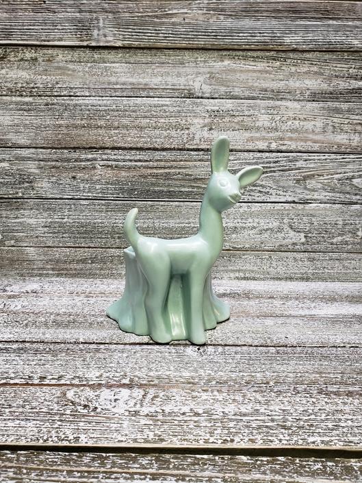Vintage Deer Planter, Vintage Haeger Ceramic Planter, Green Deer
