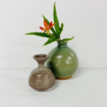Vintage Pottery Lot/ Don Salisbury Signed Vase/ NW Studio Pottery/ And Unsigned Vase/ Green/ Brown/ FREE SHIPPING 