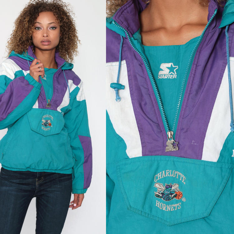 Charlotte Hornets Jacket LAWRENCE 90s Basketball Hooded Jacket