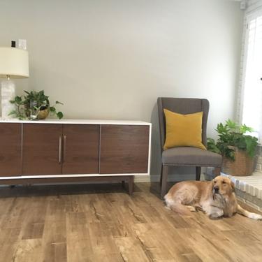 NEW Hand Built Mid Century Style Buffet / Credenza. White & Walnut four door with straight leg base ~ FREE SHIPPING! 