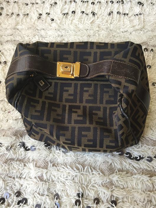 VERY RARE Vintage Fendi Zucca Boston Bag Canvas with Leather Top Handles