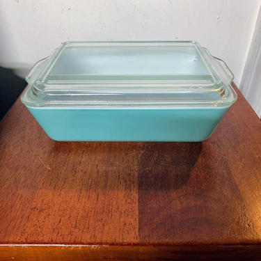 Old Pyrex ターコイズ　ミルクグラス　冷蔵庫ディッシュ Vintage Pyrex Turquoise Large Refrigerator Dish 503 with Lid