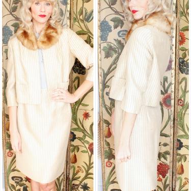 1960s Suit // Lilli Ann Striped Silk &amp; Wool 2pc Suit // vintage 60s silk and wool Suit 