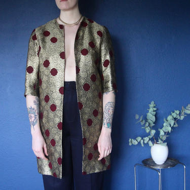 vintage gold print jacket  / 1970s evening coat 