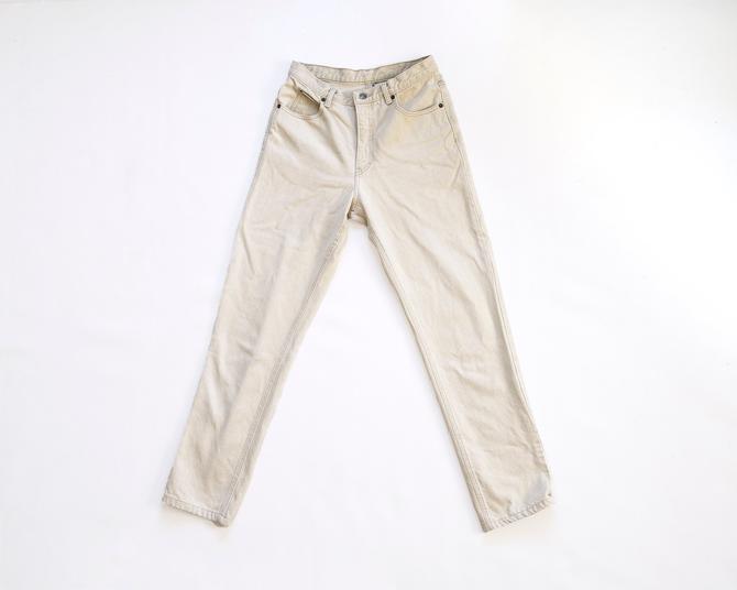 Frontier Pants — vintage Calvin Klein jeans / 1990s off-white denim / tapered cotton pants / light high-waisted mom jeans by fieldery from Fieldery of Vermont | ATTIC