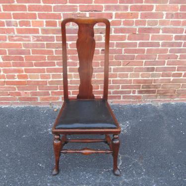 Set Of Four English Solid Walnut 19c Queen Anne Dining Chairs 