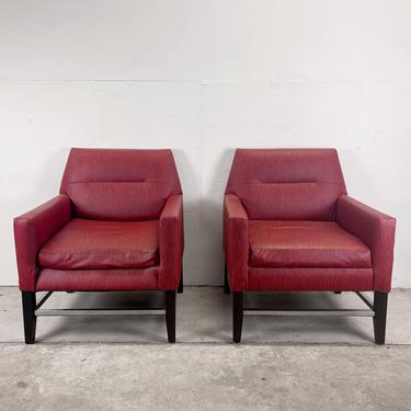 Pair Modern Red Armchairs 